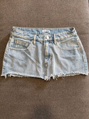 Fashion Nova Light Blue Frayed Hem Denim Shorts
